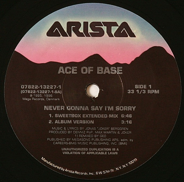 Ace Of Base : Never Gonna Say I'm Sorry (12")