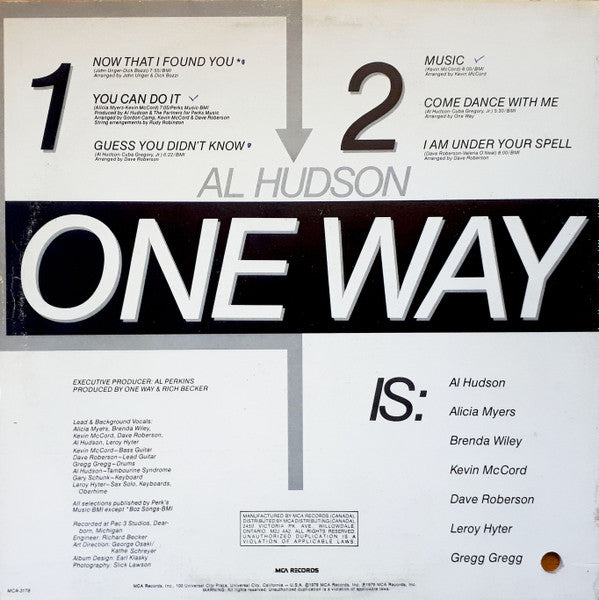 One Way Featuring Al Hudson : One Way Featuring Al Hudson (LP, Album, RE)