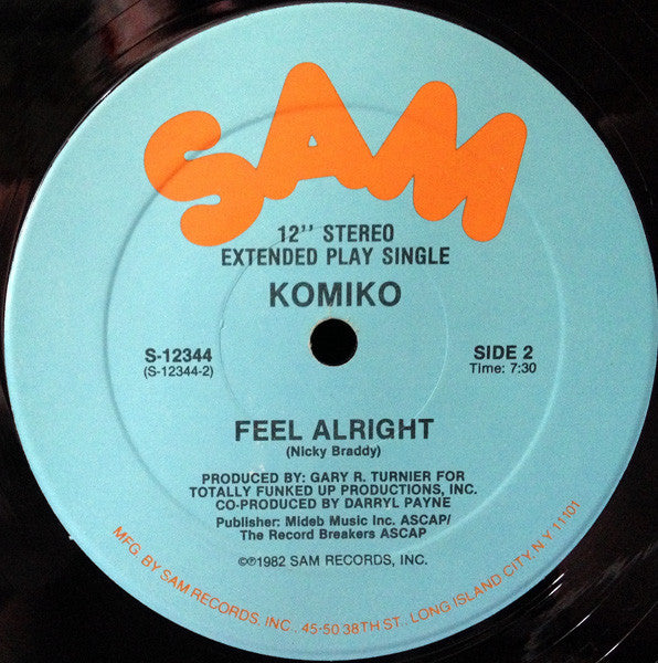 Komiko : Feel Alright (12", Single)