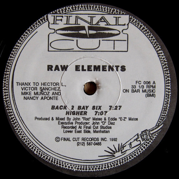 Raw Elements : Back 2 Bay Six (12",33 ⅓ RPM)