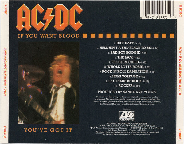 AC/DC : If You Want Blood You've Got It (CD, Album, RE)