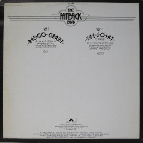 The Fatback Band : Disco Crazy / The Joint (You And Me) (12")