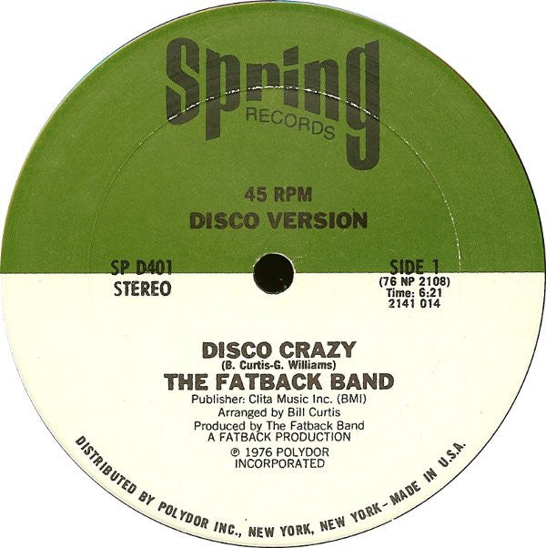 The Fatback Band : Disco Crazy / The Joint (You And Me) (12")