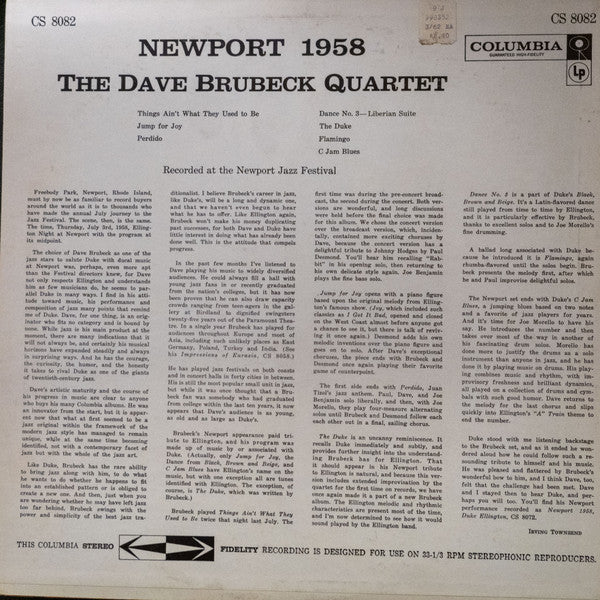 The Dave Brubeck Quartet : Newport 1958 (LP, Album, Dee)