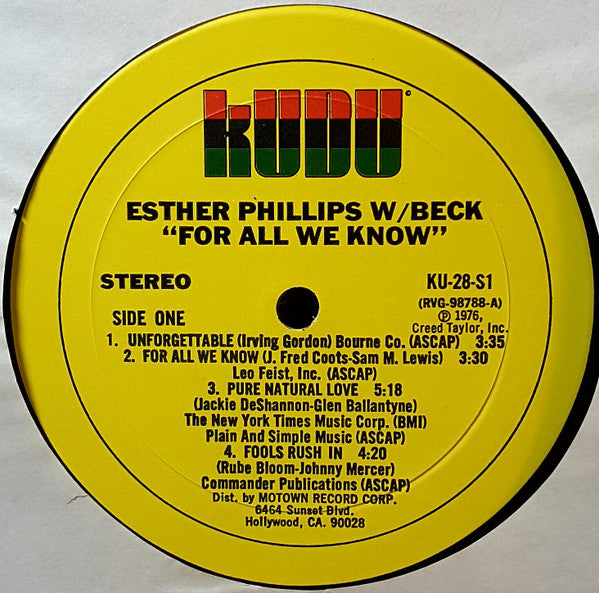 Esther Phillips With Beck* : For All We Know (LP, Album)