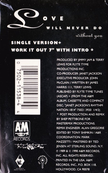 Janet Jackson : Love Will Never Do (Without You) (Cass, Single)
