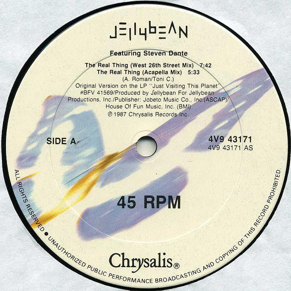John "Jellybean" Benitez Featuring Steven Dante : The Real Thing (12")