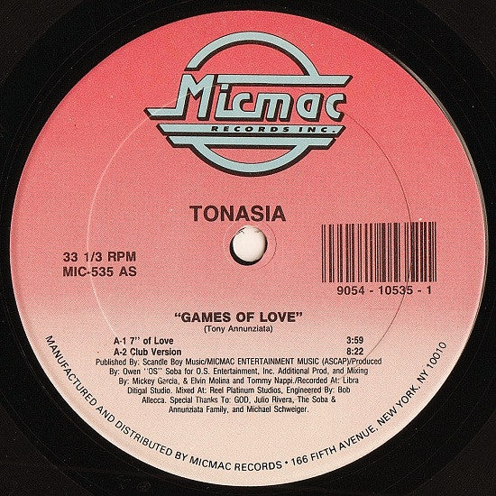 Tonasia : Games Of Love (12", Single)