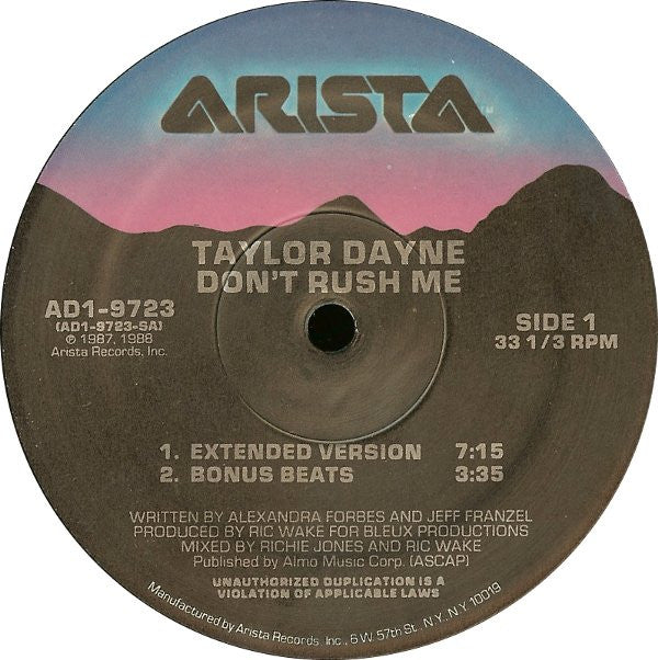 Taylor Dayne : Don't Rush Me (12")