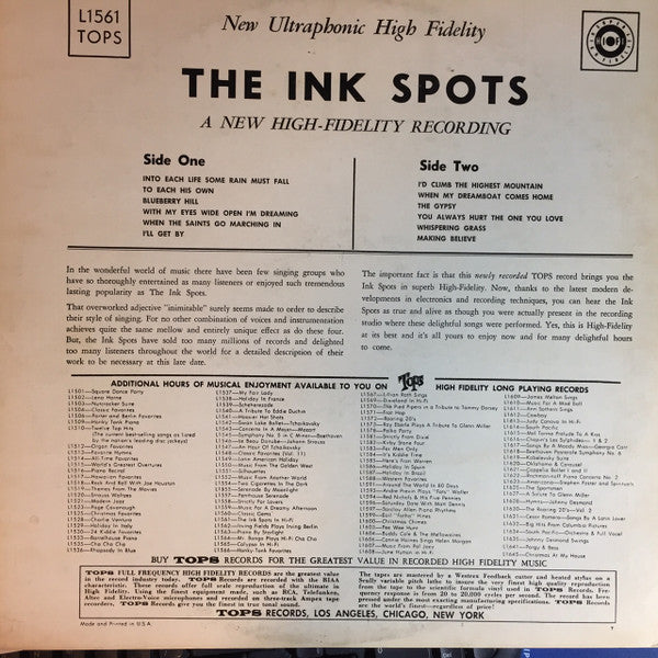 The Ink Spots (2) : The Ink Spots In Hi-Fi (LP, Album, Yel)