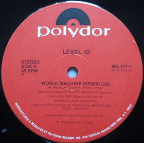 Level 42 : World Machine (The Shep Pettibone Remix) (12", Single, RCA)