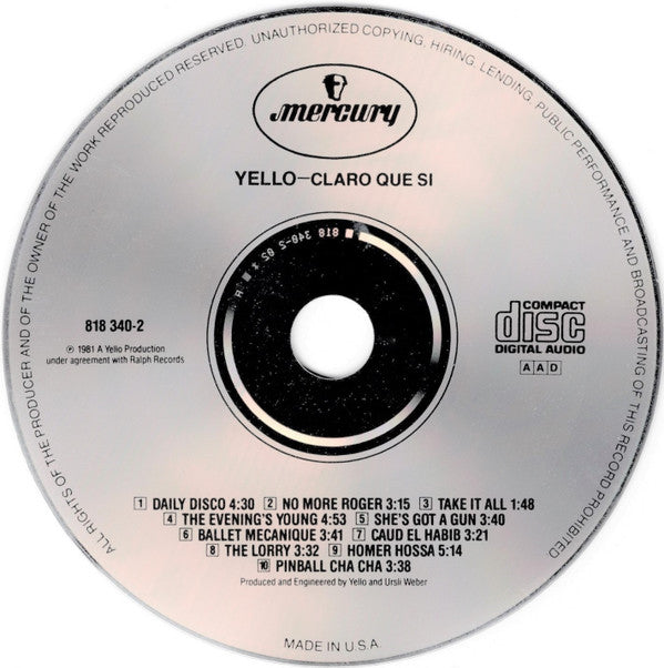 Yello : Claro Que Si (CD, Album, RE)
