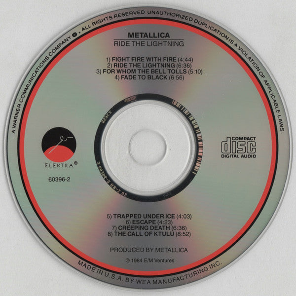 Metallica : Ride The Lightning (CD, Album, RE, RM)