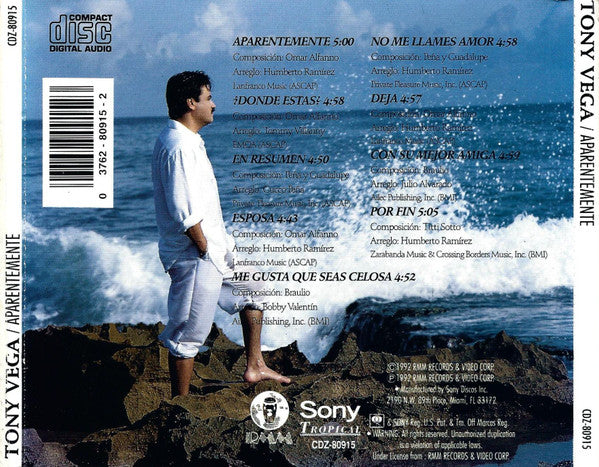 Tony Vega : Aparentemente (CD, Album)
