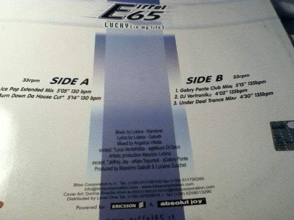 Eiffel 65 : Lucky (In My Life) (12")