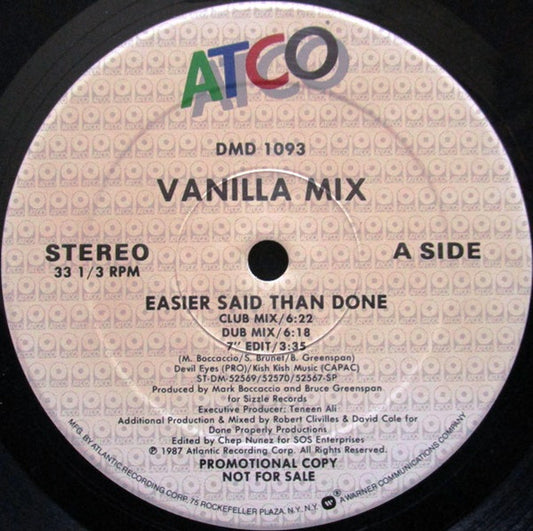 Vanilla Mix : Easier Said Than Done (12", Promo)