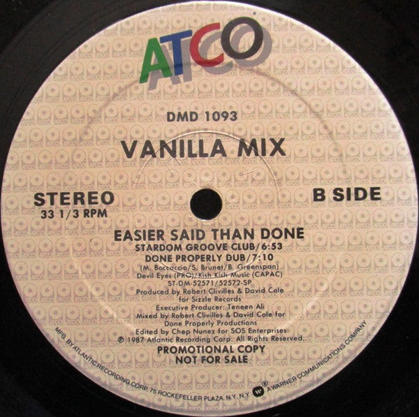 Vanilla Mix : Easier Said Than Done (12", Promo)