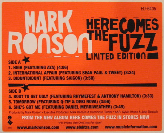 Mark Ronson : Here Comes The Fuzz (12", Ltd, Promo, Smplr)