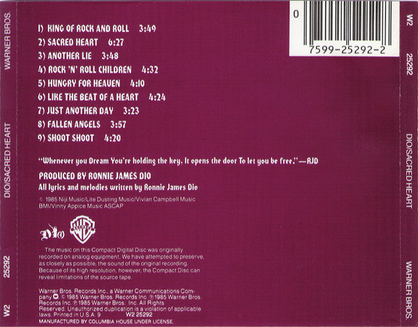 Dio (2) : Sacred Heart (CD, Album, Club)