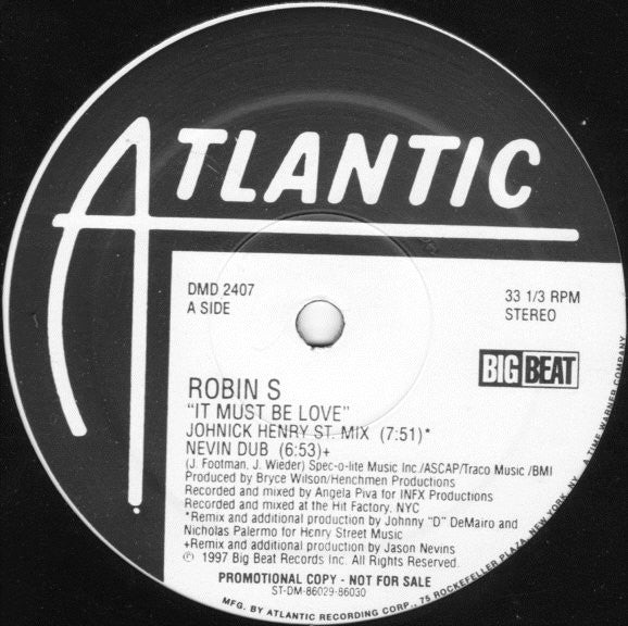 Robin S. : It Must Be Love (2x12", Promo)
