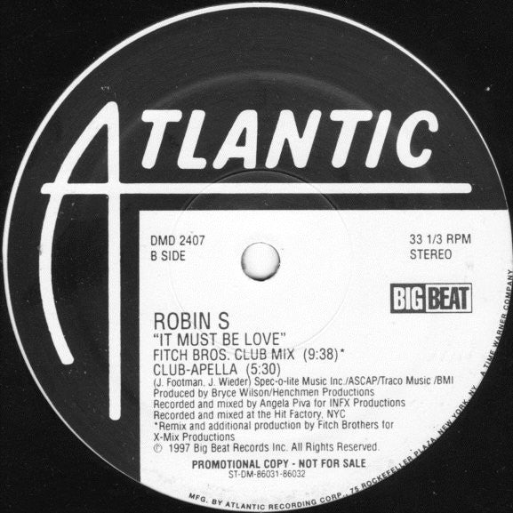 Robin S. : It Must Be Love (2x12", Promo)