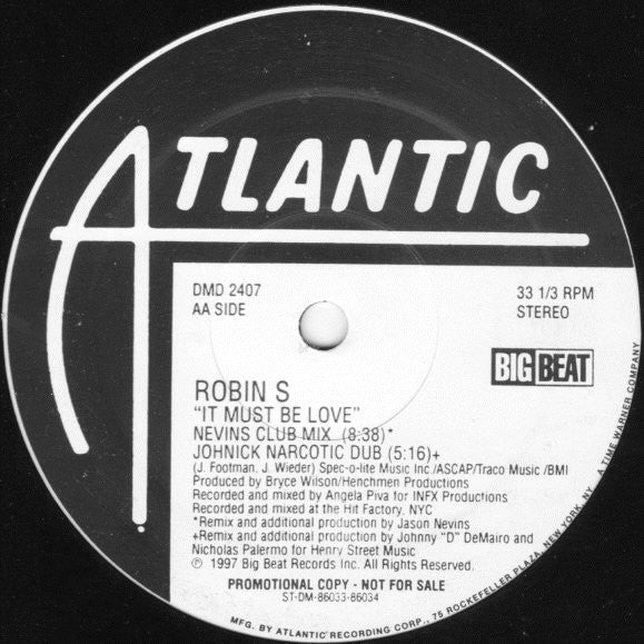Robin S. : It Must Be Love (2x12", Promo)