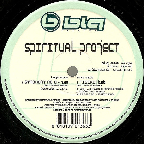 Spiritual Project : Symphony #9 / Risiko! (12")