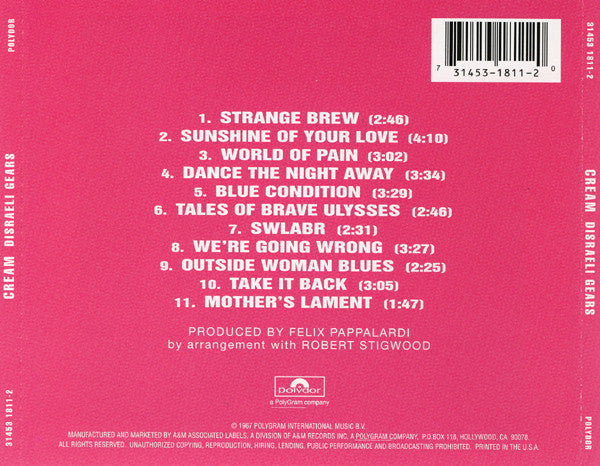 Cream (2) : Disraeli Gears (CD, Album, RE, RM)