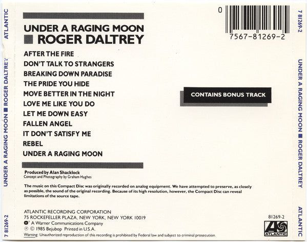 Roger Daltrey : Under A Raging Moon (CD, Album)