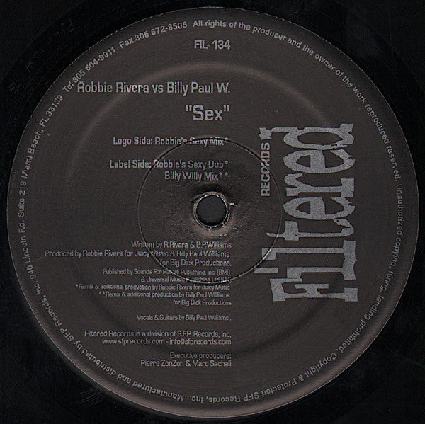 Robbie Rivera Vs. Billy Paul W.* : Sex (12")