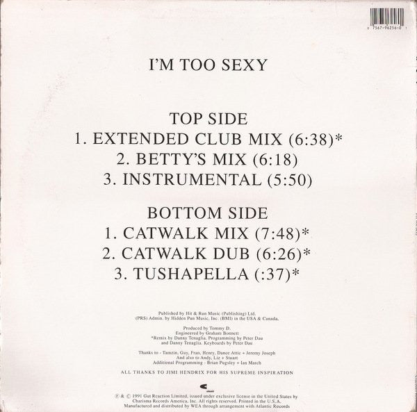 R ★ S ★ F* : I'm Too Sexy (12", Single)