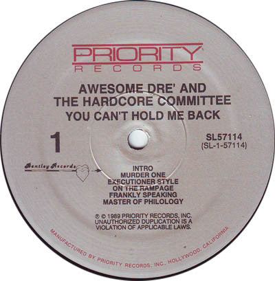 Awesome Dré & The Hardcore Committee : You Can't Hold Me Back (LP, Album)