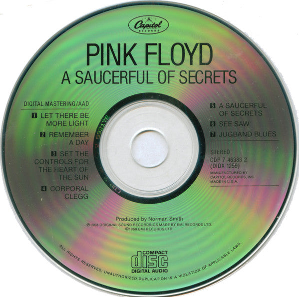 Pink Floyd : A Saucerful Of Secrets (CD, Album, RE, San)