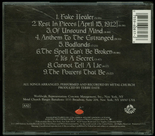 Metal Church : Blessing In Disguise (CD, Album, Club)
