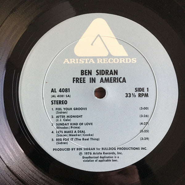 Ben Sidran : Free In America (LP, Album)