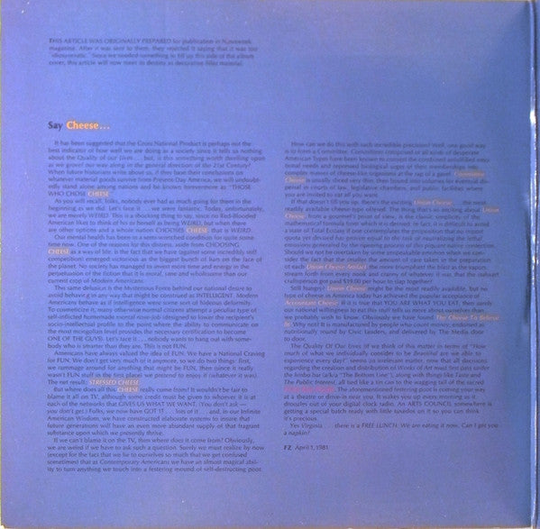 Frank Zappa : You Are What You Is (2xLP, Album, Ter)