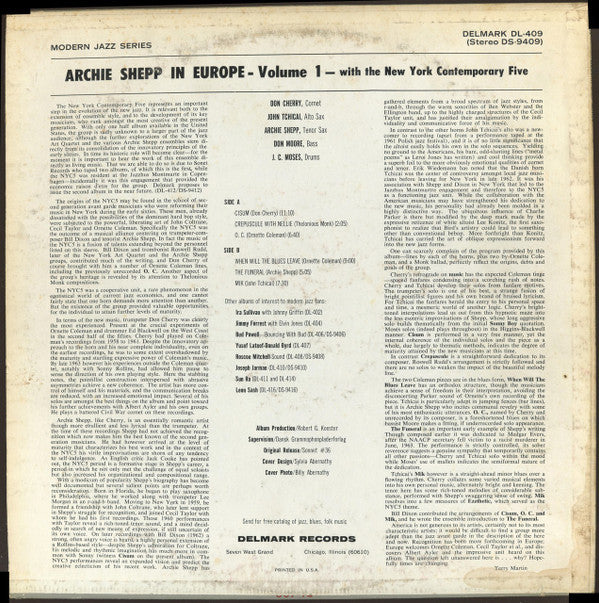 Archie Shepp With The New York Contemporary 5* : In Europe (LP, Album, RE)