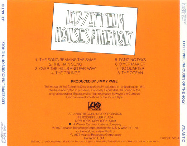 Led Zeppelin : Houses Of The Holy (CD, Album, RE, SRC)