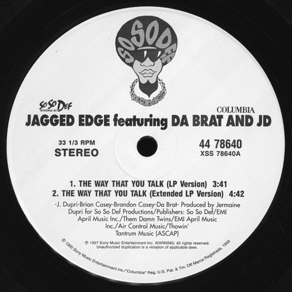 Jagged Edge (2) Featuring Da Brat & JD* : The Way That You Talk (12", Single)