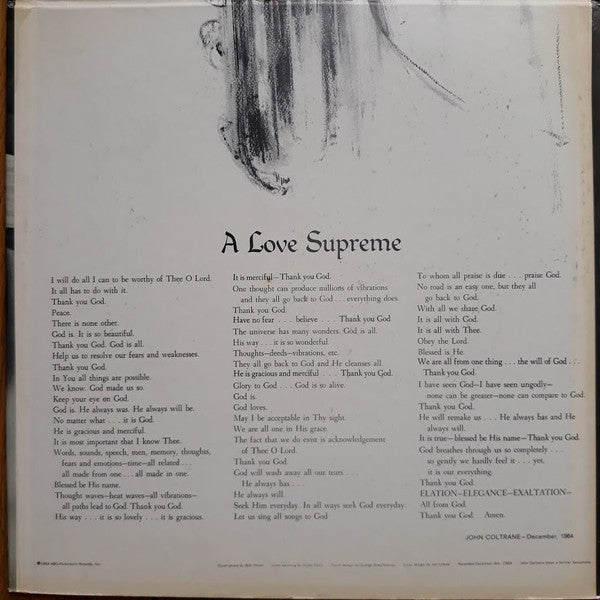 John Coltrane : A Love Supreme (LP, Album, RE, Gat)