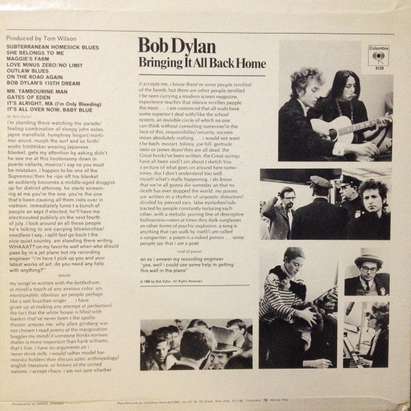 Bob Dylan : Bringing It All Back Home (LP, Album, RE, Ter)