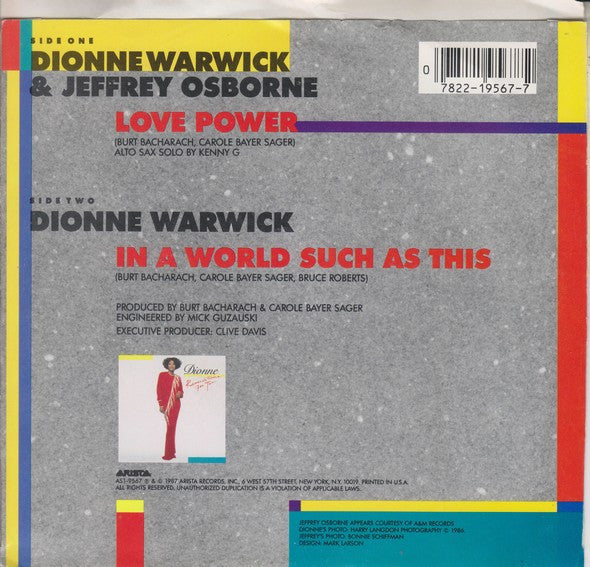 Dionne Warwick & Jeffrey Osborne : Love Power (7", Single, Spe)