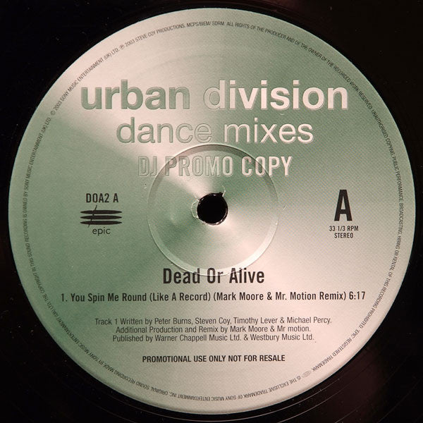 Dead Or Alive : You Spin Me Round (Like A Record) (12", Single, Promo)
