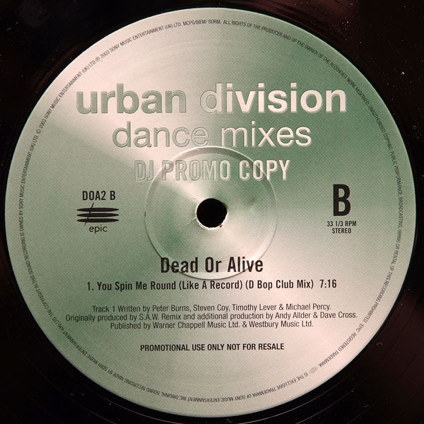 Dead Or Alive : You Spin Me Round (Like A Record) (12", Single, Promo)