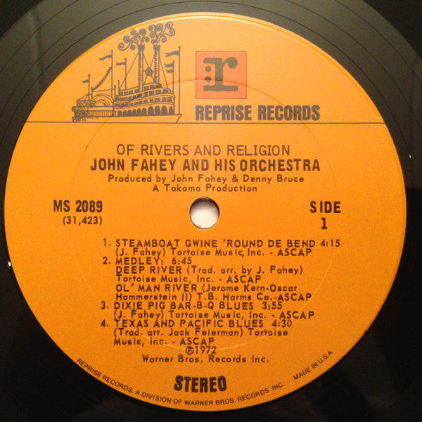 John Fahey And His Orchestra* : Of Rivers And Religion (LP, Album, Ter)
