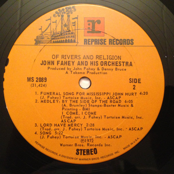 John Fahey And His Orchestra* : Of Rivers And Religion (LP, Album, Ter)