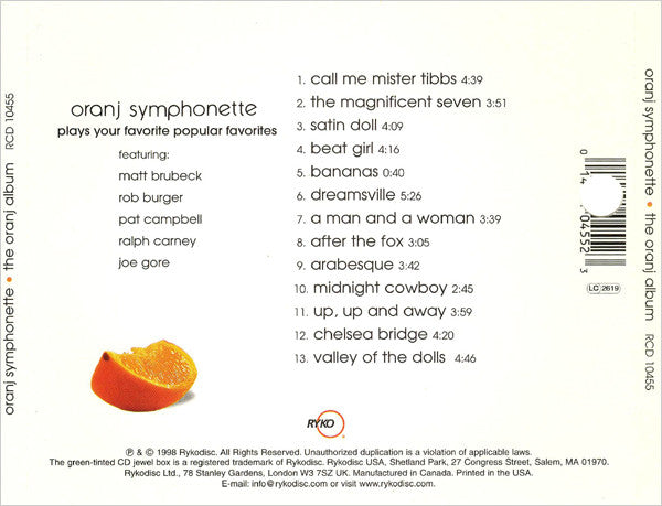 Oranj Symphonette : The Oranj Album (CD, Album)