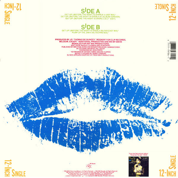 Technotronic : Get Up! (Before The Night Is Over) (12", Single)