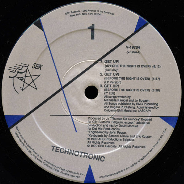 Technotronic : Get Up! (Before The Night Is Over) (12", Single)
