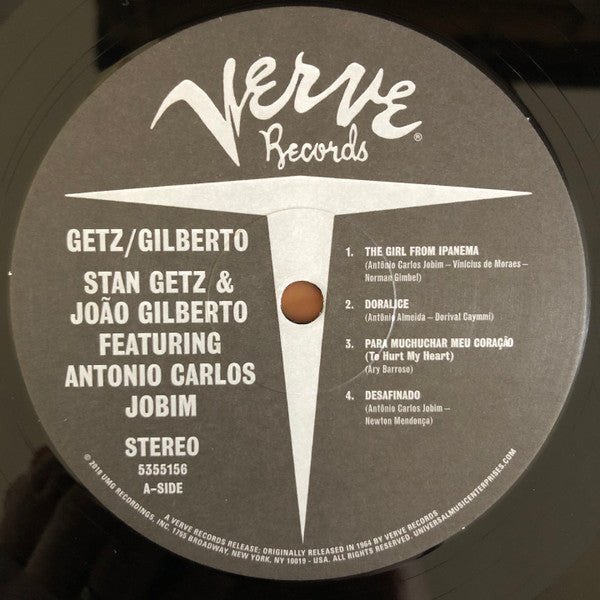 Stan Getz / Joao Gilberto* Featuring Antonio Carlos Jobim : Getz / Gilberto (LP, Album, RE, RP)